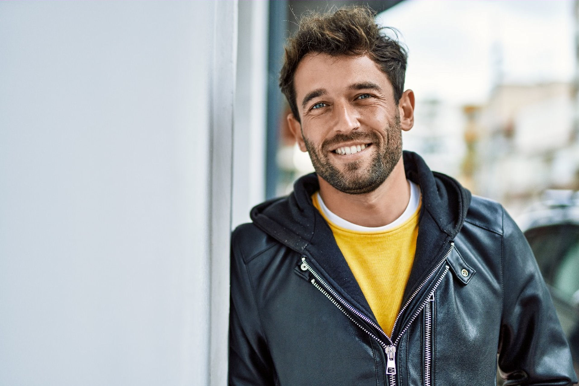 man outside smiling