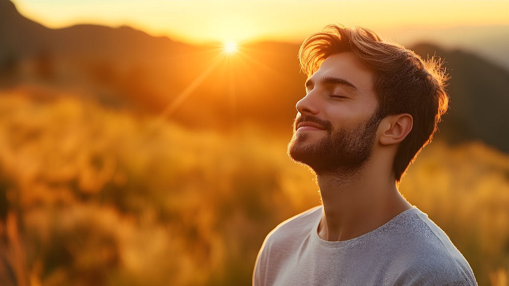 man outside smiling