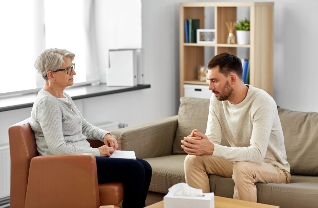 a man talking to a therapist during individual therapy